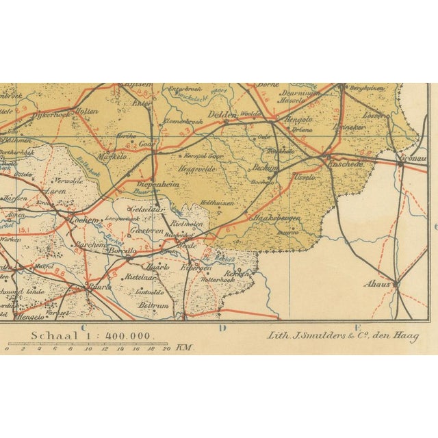 Antique Map of Drenthe and Overijssel, 1914 For Sale - Image 3 of 10