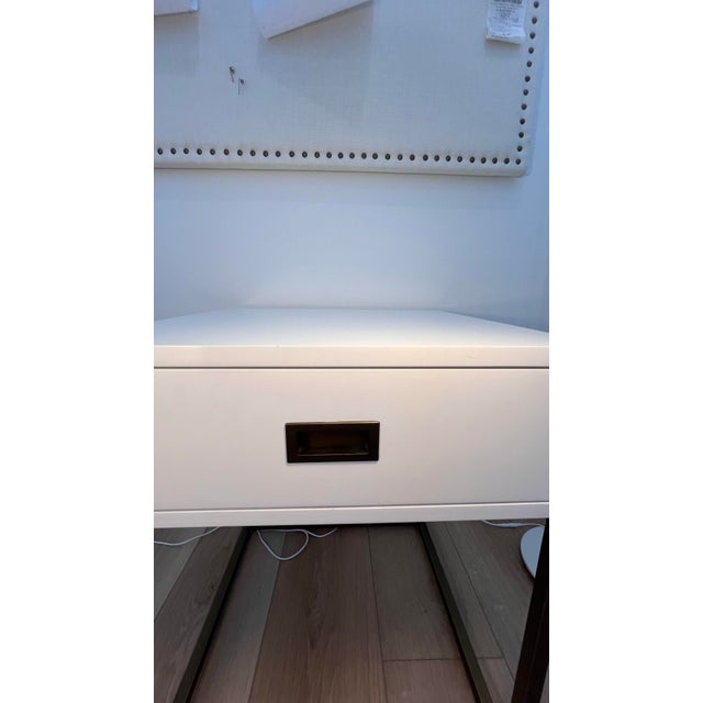 Modern Restoration Hardware Avalon Night Stand Hardware White Wood, Antique Brass For Sale - Image 3 of 9