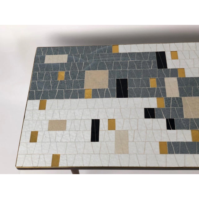 1950s Mid-Century Glass Mosaic Coffee Table in Black, White, Grey & Gold For Sale - Image 5 of 14