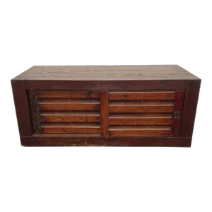 Vintage French Country Hand Made Table Top Cabinet W Sliding Doors and Shelves