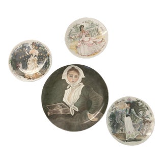 1970s Female Figural Decorative Plates, Set of 4 For Sale