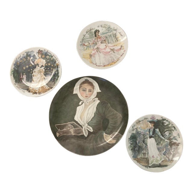 1970s Female Figural Decorative Plates, Set of 4 For Sale