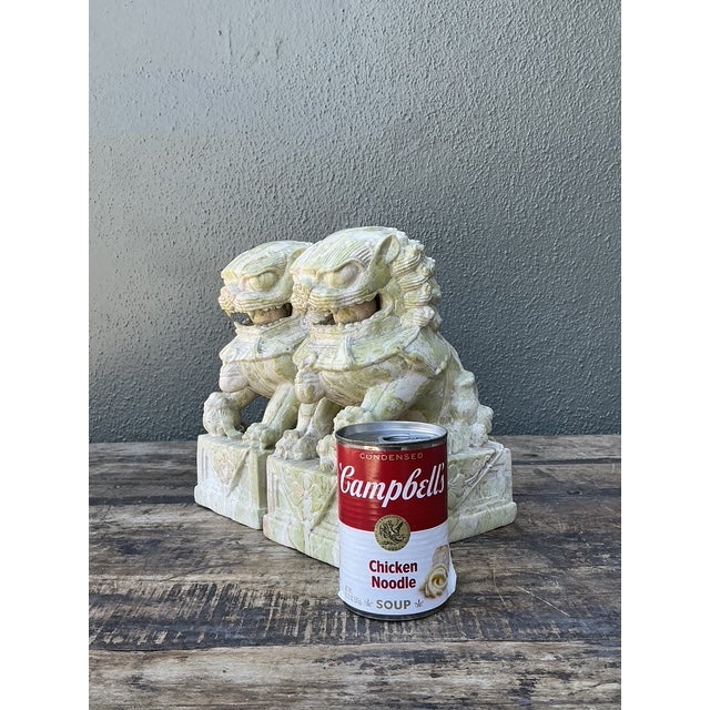 Mid-Century Modern Vintage Distressed Soapstone Foo Dogs - A Pair For Sale - Image 3 of 12