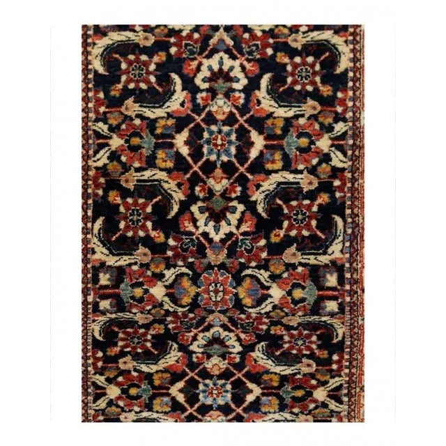 Traditional Pasargad Navy Blue Fine Hand Knotted Persian Bidjar Runner For Sale - Image 3 of 5