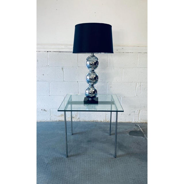 Pair of Chrome Ball Table Lamps in the Style of Kovacs For Sale In New York - Image 6 of 9