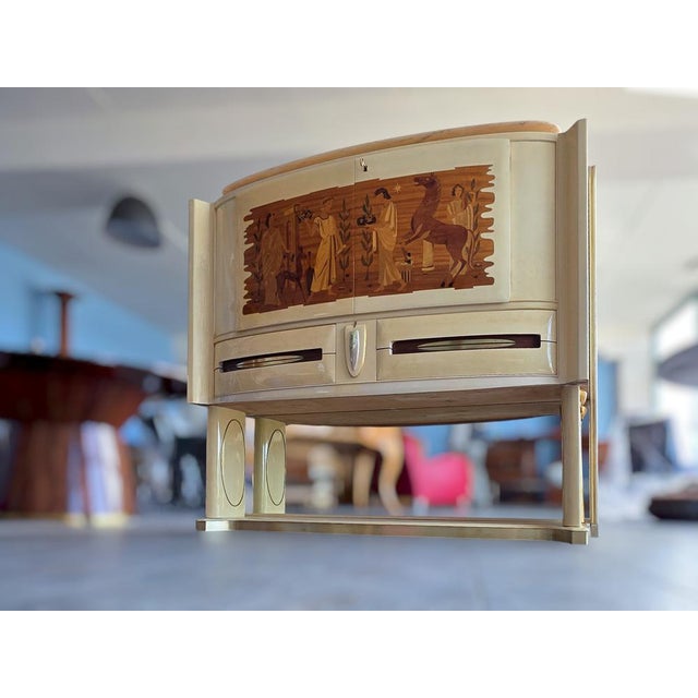 Mid-Century Modern Italian Parchement Bar Cabinet by Dassi, 1950s For Sale - Image 6 of 18