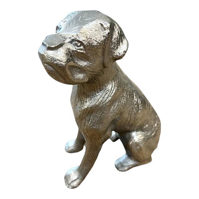 Vintage Silver-Tone Metal Boxer Dog For Sale