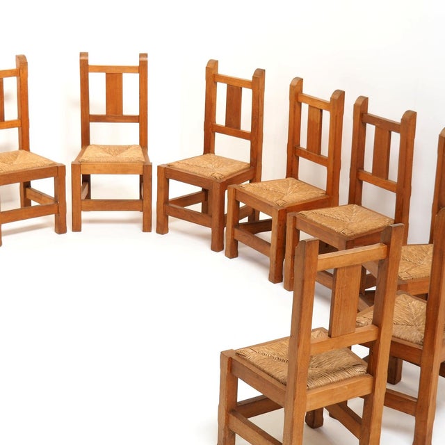 1970s Handmade Oak Chairs, 1970s, Set of 8 For Sale - Image 5 of 16