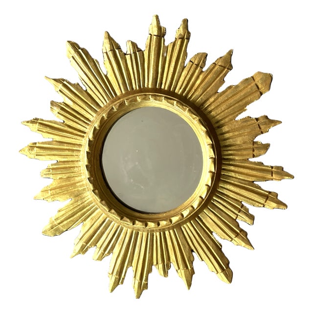 Mid-Century Italian Giltwood Sunburst Mirror, 1960s For Sale