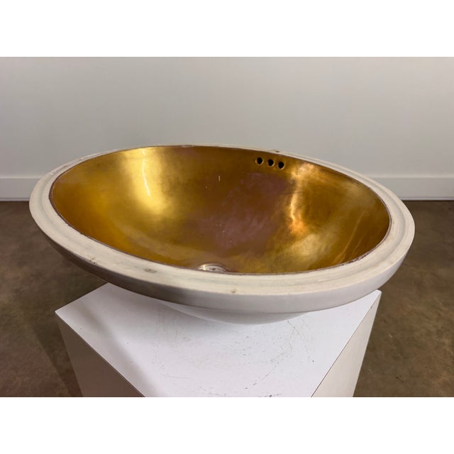 Vintage Sherle Wagner Italian Porcelain Undermount Sink With Gold Interior For Sale - Image 11 of 17