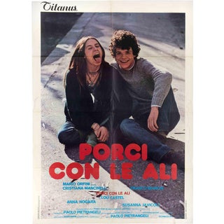 Vintage Italian Pigs with Wings Poster, 1970s For Sale