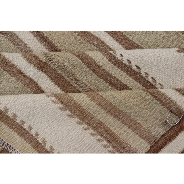 Doris Leslie Blau Vintage Striped Light Beige And Classic Taupe Hand-Knotted Rug For Sale - Image 9 of 11
