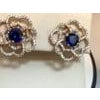 1 Carat Each Sapphire Diamond Flower/Cluster Earring 14 Karat Rose Gold For Sale - Image 16 of 18