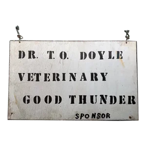 1940s Vintage Hand Painted Veterinary Sign Good Thunder Minnesota Native American