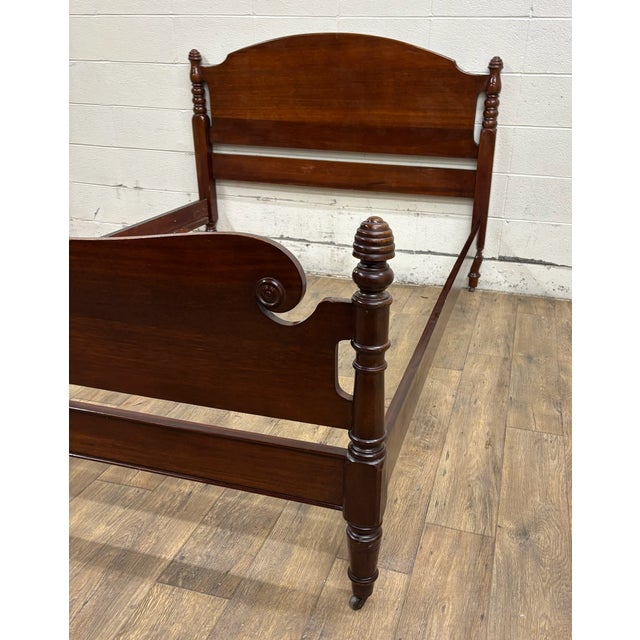 Wood Vintage Huntley Furniture Full Size Duncan Phyfe Style Low Poster Bed For Sale - Image 7 of 10