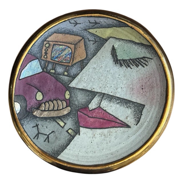 Decorative Wall Plate, 'Hard to Hold on To' Signed by Artist For Sale