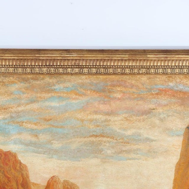 Orange Monumental Antique Hudson River School Oil on Canvas Southwestern Landscape For Sale - Image 8 of 16