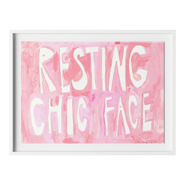 Resting Chic Face by Virginia Chamlee in White Frame, Large Art Print For Sale