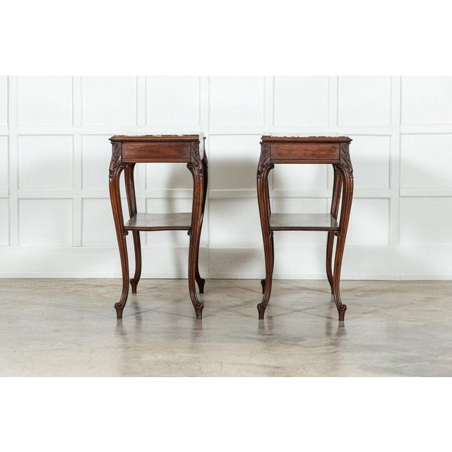 French Walnut and Marble Serving Tables, 1880s, Set of 2 For Sale - Image 10 of 18