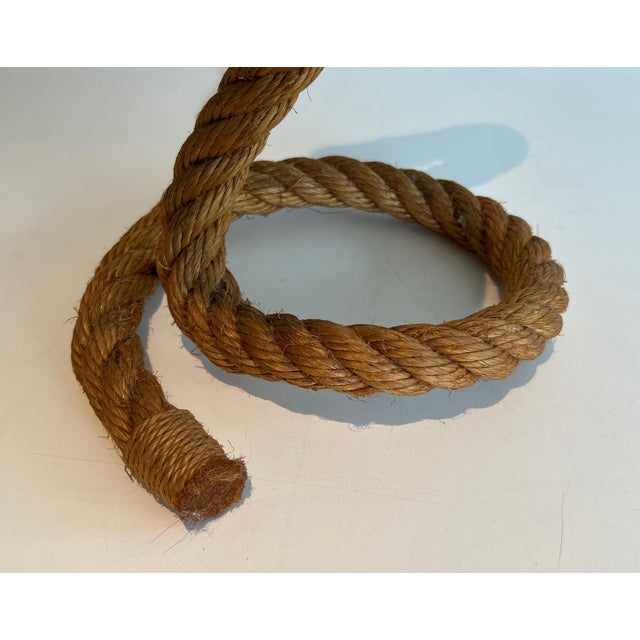 1950s Mid-Century Modern Rope and green glass table lamp by Adrien Audoux & Frida Minet (Audoux Minet) For Sale - Image 10 of 12