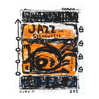 Groove in Silhouette - Original Pop Street Art Figurative Acrylic Poster Board on Newspaper by Gary John For Sale