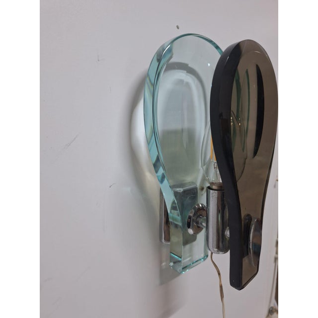Nile Green Murano Glass Wall Lamps attributed to Fontana Arte, Italy, 1960s, Set of 2 For Sale - Image 6 of 7