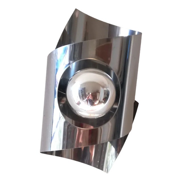 Space Age Stainless Steel Wall Light, 1970s For Sale