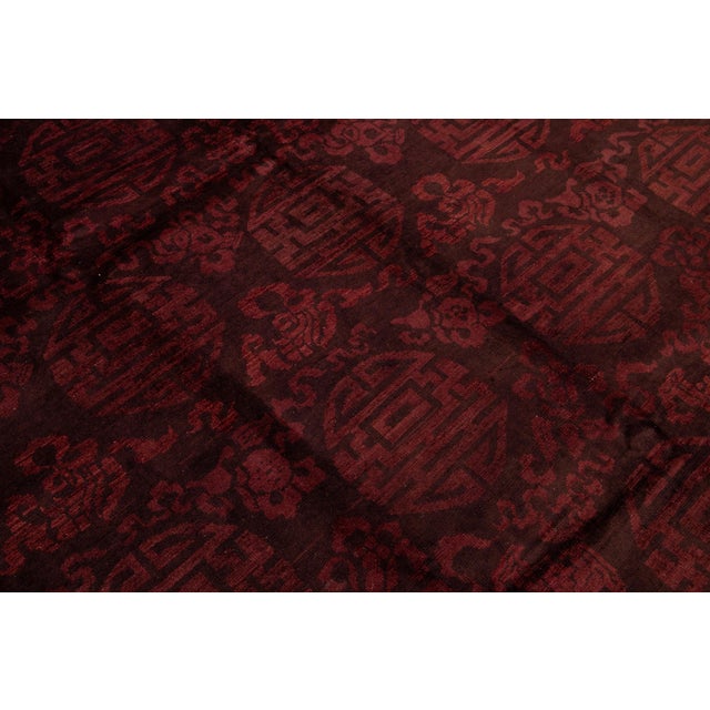 Textile 6 X 9 Modern Ziegler Wool Rug in Burgundy With Deco Design For Sale - Image 7 of 8