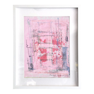 Fiesta. VI White Framed Surreal Vibrant Pink Painting