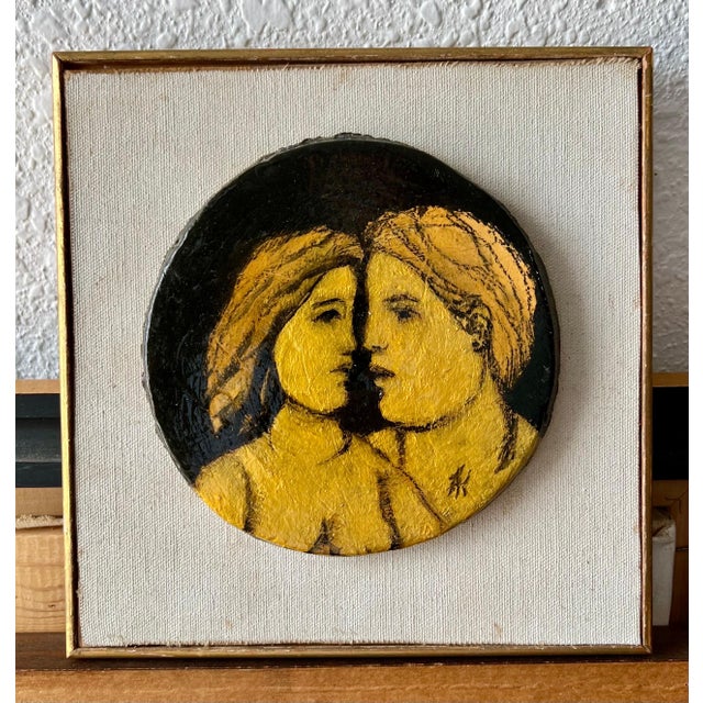 Frank Kleinholz, Glazed Ceramic Sculpture Plaque WPA Artist NYC Frank Kleinholz Couple of Lovers, c.1950's-1960's For Sale - Image 4 of 11
