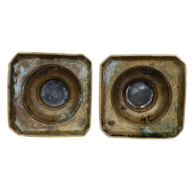 Antique Brass Candlestick Holders, a Pair For Sale In Tampa - Image 6 of 6