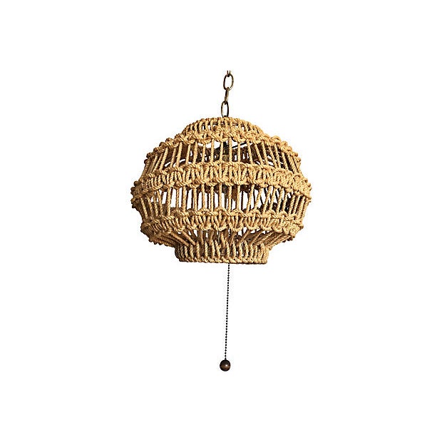 1960s Macrame Rope Pendant Light | Chairish