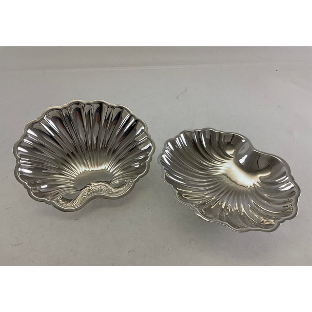 Silver 1980s Shell Shaped Silver Plate Sweet Dishes on Ball Feet - a Pair For Sale - Image 8 of 13