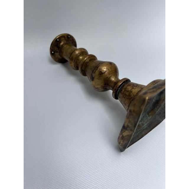 Antique Brass Candlestick For Sale - Image 9 of 9