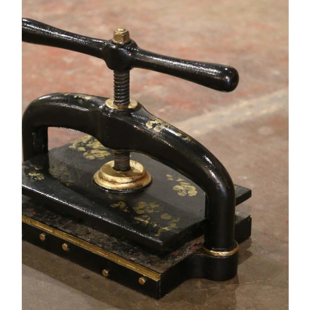 French 19th Century French Black Painted and Gilt Wrought Iron Book Binding Press For Sale - Image 3 of 9