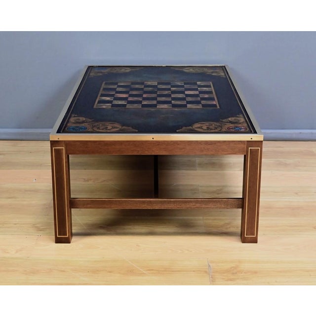 Large 20th Century Mahogany Chessboard Coffee Table in the style of Jansen For Sale - Image 13 of 16