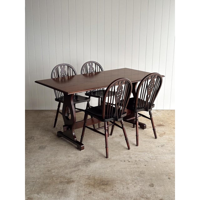 Vintage Old World Architectural Oak Trestle Dining Table For Sale - Image 9 of 13