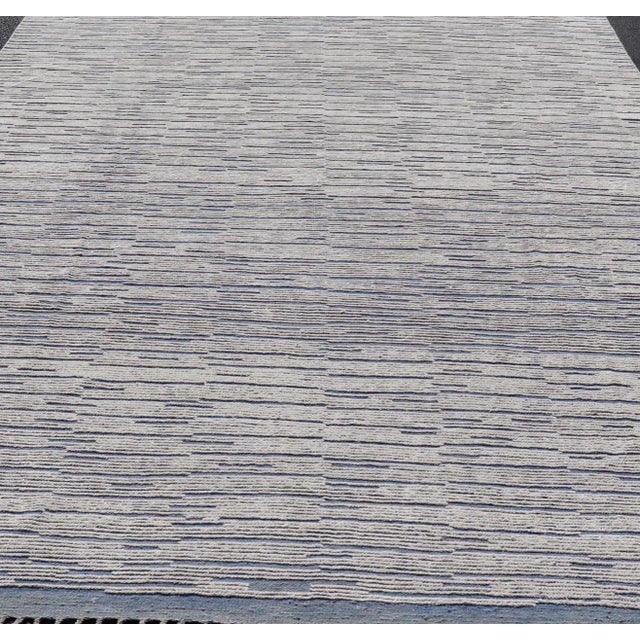 Keivan Woven Arts Large Modern Rug With Hi-Low Design 9'9 X 14'9 Large Modern Moroccan Rug in Neutral Tones with Subdued...