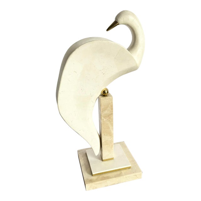 Postmodern Tessellated Stone and Brass Maitland Smith Bird Sculpture For Sale