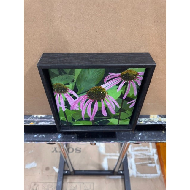 2020s Purple Cornflower by Kathleen Varadi, 2021 Acrylic on Canvas, Framed For Sale - Image 5 of 7