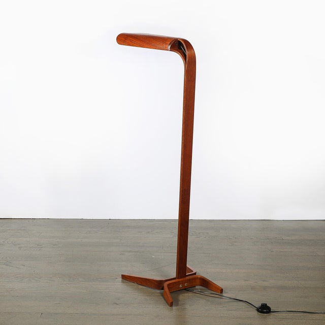 Mid-Century Modernist Teak Bentwood Sculptural Floor Lamp With Diffuser For Sale - Image 10 of 18