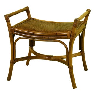 Late 20th Century Small Rattan Wing Bench For Sale