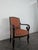 Restoration Style Mahogany Armchair with Curved Armrests and Orange Fabric, in Very Good conditions. Designed before 1890
