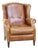 English Brown Leather Wing Chair For Sale