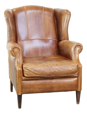English Brown Leather Wing Chair
