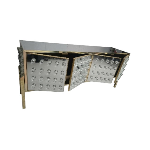 Contemporary Handcrafted Brass and Mirror Sideboard with 120 Murano Spheres from Justfurnituress SRL For Sale - Image 3 of 11