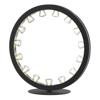 Aurora Mini Circular Anodized Black Table Lamp by JSPR For Sale
