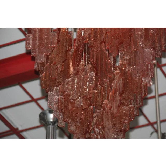 Pink Pink Murano Glass Chandelier from Mazzega, 1970s For Sale - Image 8 of 9