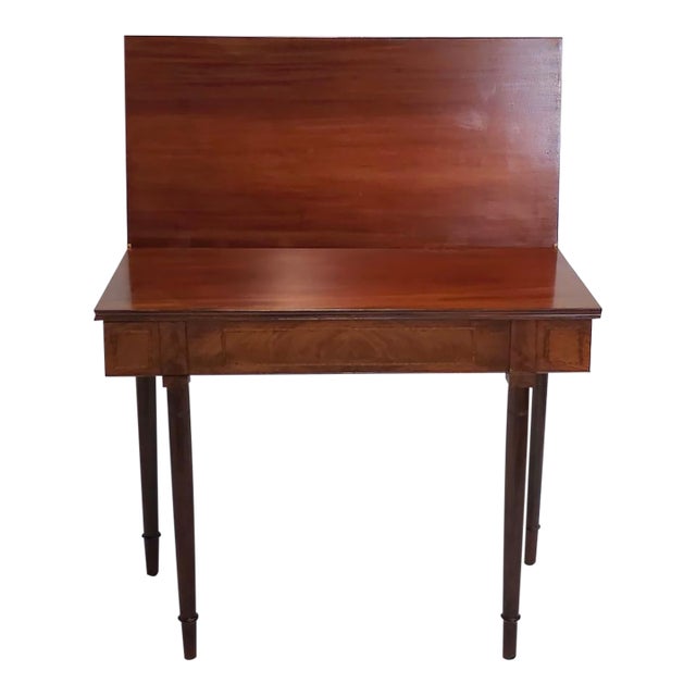 Federal Mahogany Inlaid Fold Top Card Table Console Table For Sale