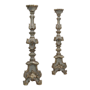 Italian Wooden Giltwood Altar Candlesticks, a Pair